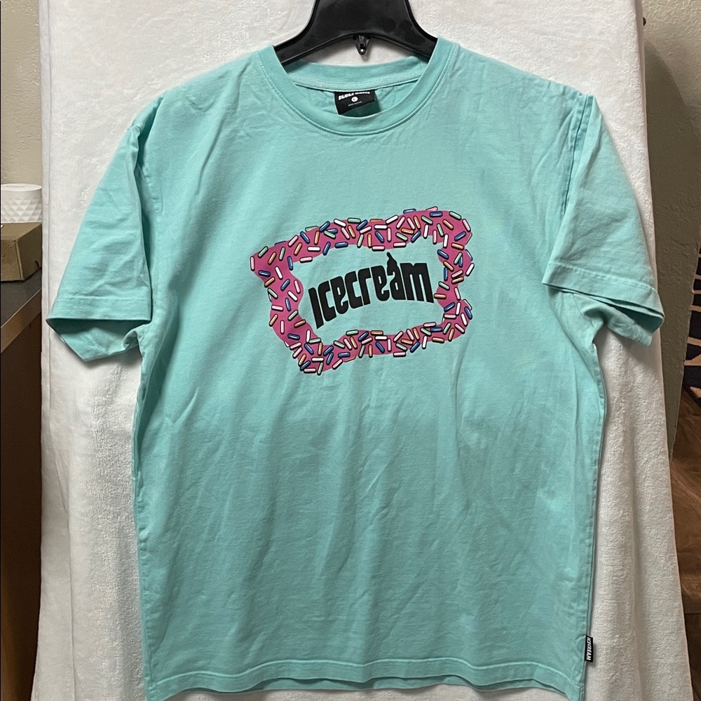 Icecream Men's Teal and Pink Graphic Tee Size L